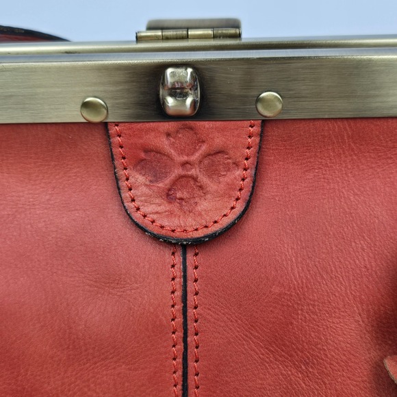 Patricia Nash Floral Leather Frame Clutch Orange Ferraro Handbag Elegant - Picture 2 of 12